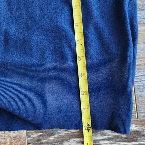 M.M.LAFLEUR Mock Neck Sweater Pullover Italian Viscose Blend Navy Blue - Picture 11 of 11